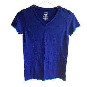 Danskin Now Fitted Short Sleeve Mesh Top Size S Blue Royal Ocean Run Gym Train